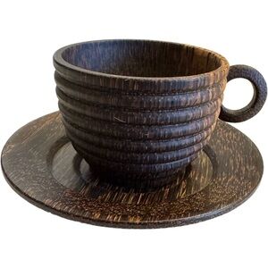 Artisan Handmade 100% Kithul Wood Tea Cup and Saucer Plate Set Coffee Expresso